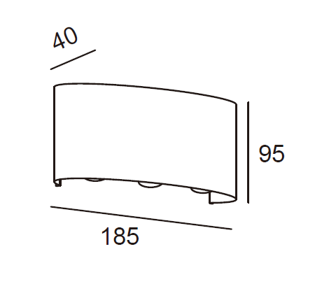 Outdoor LED Eclipse 3 wall downlight uplight black reeltech dimensions web