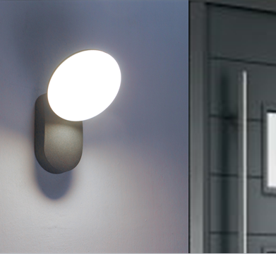 Round wall contemporay porch light entrance light Luna Reeltech cool white